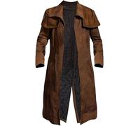 LP-FACON New Vegas A7 NCR Veteran Ranger Cowboy - Gabardina de piel de ante de longitud completa para hombre, Abrigo de piel de ante marrón sin logotipo, M