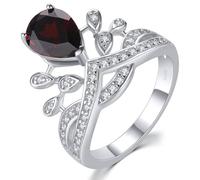 LP LOHASPIE Anillo de diopside de cromo natural femenino S925 piedras preciosas de plata esterlina andaluza granate Olivino azul cielo Topaz anillo de estilo Corona joyas (Rojo, R 1/2)