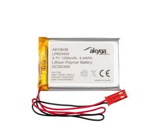 LP603450 - Batería de polímero de Litio (3,7 V, 1200 mAh, polímero de Litio, AKYGA AKY0638, PCM JST, Conector de 2,5410 cm)