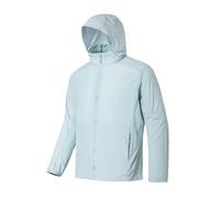LPACXBYD Chaqueta Anti UV Cortavientos de Verano Unisex for Senderismo, Escalada, Camping, Chaqueta protección Solar for Hombres y Mujeres, Sombrero Oculto(Blue,S)