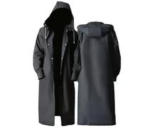LPACXBYD Chubasquero Largo de Viaje Ligero a Prueba de Viento de una Pieza con Capucha Negra for Adultos Impermeable de EVA Grueso para impermeabilizar en Tiempo lluvioso(Black,L)