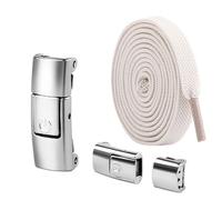 LPACXBYD Cordones Para Zapatos Cordones de zapatos 8mm, cordones con cierre a presión sin corbatas, elásticos, zapatillas deporte for niños y adultos, planos ensanchados for(Beige)