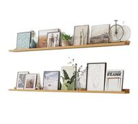 LPACXBYD Estante De Pared Estantería con repisa for Fotos, Juego de 2 estantes flotantes, estanterías Grandes 48 Pulgadas Largo for Guardar Juguetes(Wood Color)