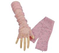 LPACXBYD Guantes de Lentejuelas Fashionable Shiny Rhinestone Ice Silk Sunscreen Gloves For Women's Summer Long Lace Sleeves For Outdoor Riding And Driving