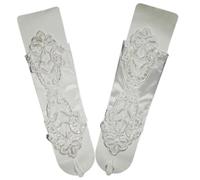 LPACXBYD Guantes de Lentejuelas Sexy Women Satin Sequin Seam Pearl Lace Hook Finger Glove Female Retro Bride Hollowing Out Wedding Dress Fingerless Mitten