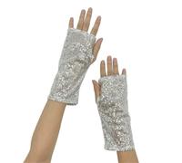 LPACXBYD Guantes de Lentejuelas Vintage Sequins Gloves Fingerless Shining Dancing Gothic Short Club Handwear Nightclub Stage