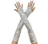 LPACXBYD Guantes de Lentejuelas Vintage Sequins Gloves Shining Fingerless Cosplay Mittens Long Gothic Club Handwear Party
