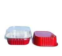 LPACXBYD Moldes Para Hornear 50 moldes cuadrados de aluminio 10 oz for cupcakes, con tapas, for pasteles, postres y más(Red)