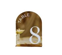 LPACXBYD PortanúMeros De Mesa Gold Mirror Wedding Table Numbers Signs 3D Decor with Stand PosanúMeros Para Boda(Brown,Table 1-15)
