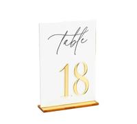 LPACXBYD PortanúMeros De Mesa White Acrylic Table Numbers Wedding Decor Signage Gold Tabletop PosanúMeros Para Boda(Gold on white,No.1-25)