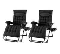 LPACXBYD Tumbona De JardíN Folding Zero Gravity Lounge Chair Plus Size Deck Chairs Cotton Cushion for Garden Outdoor Patio Sun Lounger Load 160kg(2pc Black)