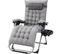 LPACXBYD Tumbona De JardíN Folding Zero Gravity Lounge Chair Plus Size Deck Chairs Cotton Cushion for Garden Outdoor Patio Sun Lounger Load 160kg(1pc Grey)