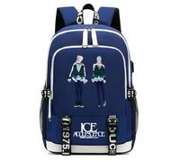 LPAEBGW Yuri!!! o-n Ice Anime Mochila, Escolar Bolsa Animados para Estudiantes, Libros Bolsas de Multifuncional y Ligero con Cremallera, Casual(Blue)