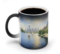 LPAGBCNU Charles River - Taza de café de 11 onzas que cambian de color, tazas de café que cambian de calor con asa, taza mágica sensible al calor para mujeres y hombres, divertida taza de cerámica