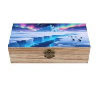 LPAGBCNU Joyero de madera, organizador de almacenamiento de recuerdos, glaciar Aurora, hecho a mano, caja de madera para guardar joyas, monedas, tarjetas de tartoto, pequeños tesoros