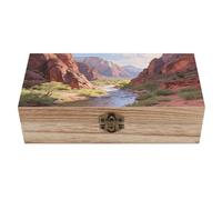 LPAGBCNU Joyero de madera, organizador de almacenamiento de recuerdos, parque nacional Zion, caja de madera hecha a mano para guardar joyas, monedas, tarjetas de tartot, pequeños tesoros