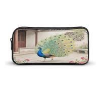 LPAGBCNU Peacock Walking Open The Screen - Bolsa de almacenamiento grande de alta capacidad, organizador de escritorio, bolsa de cosméticos estética, adecuada para estudio, oficina, viajes, bolsa de