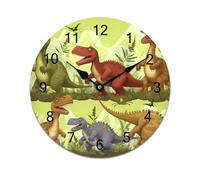 LPAGBCNU Reloj de pared con diseño de dinosaurios, funciona con pilas, de PVC, silencioso, sin tictac, redondo, para sala de estar, cocina, hogar, oficina, reloj decorativo de pared
