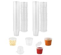 LPAMABA 100 PCS Recipientes para Salsas Pequeños 25ml, Tarros de Plastico para Salsas, Caja de Salsa con Tapa con Bisagras, Envase Aderezo para Guardar Salsas Especias Sensaladas de Ketchup