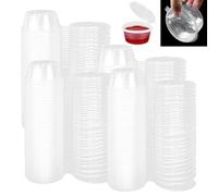 LPAMABA 100 PCS Recipientes para Salsas Pequeños 75ml, Tarros de Plastico para Salsas, Caja de Salsa con Tapa con Bisagras, Envase Aderezo para Guardar Salsas Especias Sensaladas de Ketchup