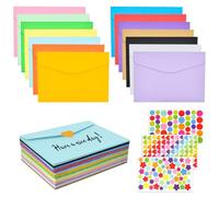 LPAMABA 14 colores, 70 unidades, minisobres, multicolor, 11,5 x 8,2 cm, mini sobres para tarjetas de invitación, bodas, cumpleaños, tarjetas de regalo con 3 hojas de pegatinas