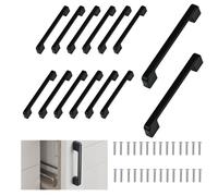 LPAMABA 14 Piezas 128mm Armario Tiradores de Cajones Muebles Cocinas Manijas de Armario para Oficina Gabinete Empotrado Con 28 Tornillos (Negro)