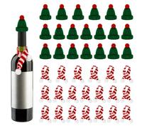 LPAMABA 40pcs Navidad Mini Gorros de Papá Noel Mini Gorros Papá Noel y Bufandas Navideñas Mini Bufanda de Navidad Decoración para Botella de Vino Mini Sombrero de Navidad y Mini Bufanda