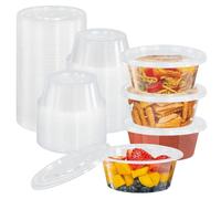 LPAMABA 50PCS Tarros de Plástico 200ML, Envases de Plastico con Tapa, Recipiente Redondo de Plástico Reutilizables y Transparentes, Botes Pequeños de Plastico para Salsas, Sopas, Cremas y Snacks