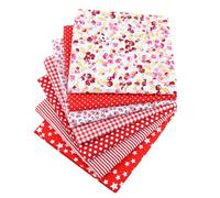 LPAMABA 7 Piezas 50x75cm Diseño de Retales Algodón Telas para Patchwork Retales de Tela Costura Tejido Patchwork para DIY Manualidades Decoración de Costura Artesanal (7PCS*rojo)