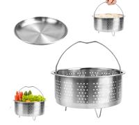 LPAMABA Cesta de Vapor de 17,5 cm, Cesta Vaporera para Olla de Acero Inoxidable 304, Cesta para Cocinar al Vapor con 1 Placa Redonda, Vaporera Cocinar Vapor con Mango para Olla de Vapor