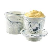 LPAMABA Mantequera de Cerámica 5,2oz/150ml Con Tapa, Recipiente Para Guardar Mantequilla, Refrigerado Por Agua, Diseño de Mármol Para Cocinas