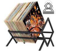 LPAMABA - Soporte de almacenamiento para discos de vinilo expositor y almacenamiento para hasta 80 a 100 LP Estante de metal Soporte para álbum para periódicos y revistas de metal