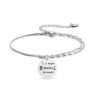 LParkin Acero Grabado inoxidable Pulseras dia de la madre, 'La Mejor Madre del Mundo' Pulsera Mama, Regalos originales para el dia de la madre, Una Madre Joyas Originales