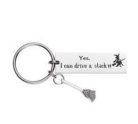 LParkin Bonito llavero divertido para mujer, regalo de bruja, llavero de Halloween Witch Yes I Can Drive A Stick, Yes I Can Drive a Stick, M