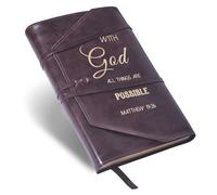 LParkin Funda de piel sintética de para hombres y mujeres, funda duradera para la Biblia con correa ajustable, regalo cristiano ideal (con Dios todas las cosas son posibles, mediano)
