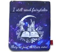LParkin Funda para libro con cremallera, con texto en inglés "I Still Read Fairytales" Are Just Dirtier Now, bolsa protectora de tela lavable, funda acolchada para libros de 11 x 8.5 pulgadas