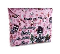 LParkin Funda para libro con cremallera con texto en inglés «So Many Books So Little Time Death by TBR», funda de libro de tela para los amantes de los libros, 28 x 23 cm, impermeable