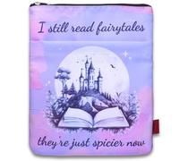 LParkin Funda para libro con cremallera, funda protectora de libros con texto en inglés "I Still Read Fairytales" Are Just Spicier, 11 x 8.5 pulgadas, fundas para libros de tela lavable, regalo para