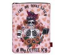 LParkin "I Like My Books Spicy So Many Books So Little Time Death by TBR Funda de libro con cremallera para amantes de los libros cubierta regalo, Café, 28 x 21,5 cm, Contemporáneo