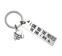 LParkin Llavero con texto en inglés "I Love You More Most Mostest The End I Win, llavero de amistad, lindo regalo de cumpleaños para novio y novia, I Love You The Mostest The End I Win