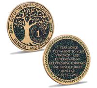LParkin Moneda de sobriedad de 1 año fuera de las cenizas de la adicción Renovación y crecimiento Árbol de la Vida Moneda de recuperación, moneda de medallón de recuperación AA Alcohólicos Moneda