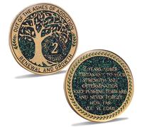LParkin Moneda de sobriedad de 2 años fuera de las cenizas de la adicción Renovación y crecimiento Árbol de la Vida Moneda de recuperación, moneda de medallón de recuperación AA Alcohólicos Moneda