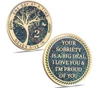 LParkin Moneda de sobriedad de 2 años, moneda de recuperación del árbol de la vida, medallón de recuperación AA, regalos de sobriedad ficha de aniversario, medallón anónimo de alcohólicos