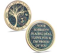 LParkin Moneda de sobriedad de 3 años, moneda de sobriedad del árbol de la vida, medallón AA, regalos de sobriedad para mujeres y hombres, símbolo de aniversario sobrio, medallón anónimo de