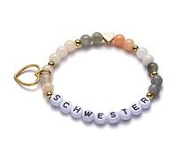 LParkin Pulsera de regalo para hermanas, regalos de cumpleaños de hermana, hechas a mano, cuentas de piedras preciosas, pulseras elásticas, 18 cm, Piedra, Piedra natural