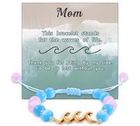 LParkin Pulsera ondulada para mujer Bestie Mom, 16 + 5 cm extend, cuentas, No es una piedra preciosa