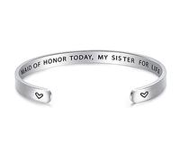 LParkin Pulsera para Dama de Honor Grabada - My Maid of Honor Today My Sister For Life - Acero Inoxidable Pulido - Regalo de Boda para Hermana, Mejores Amigas