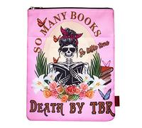 LParkin So Many Books So Little Time Death by TBR, fundas de libro para lectores, funda de regalo de tapa blanda con cremallera