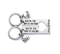 LParkin The Office Llavero Pam and Jim inspirado en el programa de televisión para novio y novia, Juego de llaveros You Are the Pam to My Jim, M, Regalos de amistad