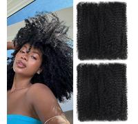 LPARMJIT Afro Kinkys Bulk Human Hair 8-Inch 30g/bundle Kinky Curly Braiding Human Hair for Locs, Twists, Loc Repair, Dreadlock Extension. (1b, 12inch(2pack))